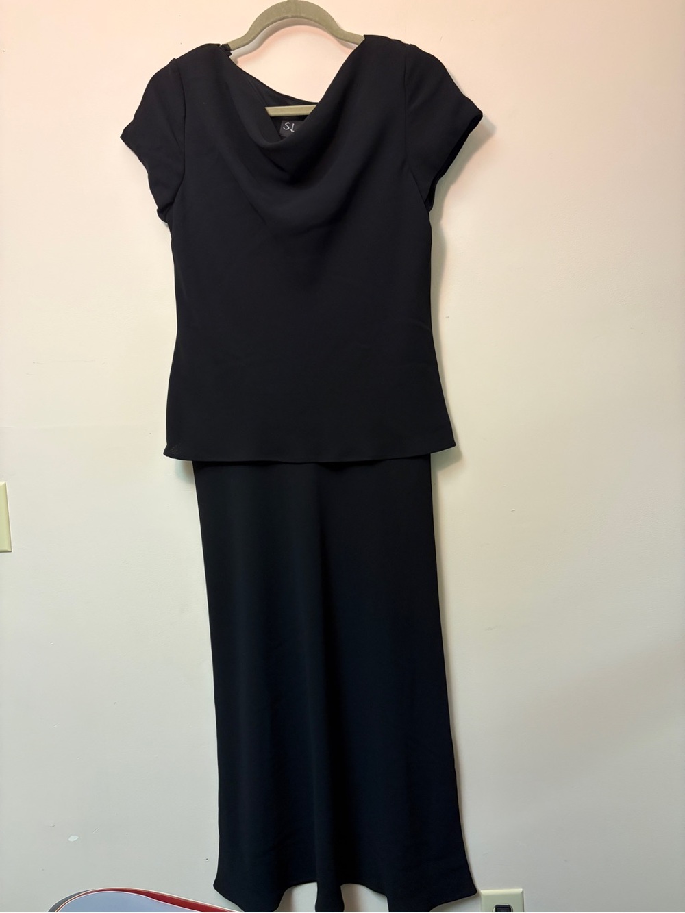 S.L. Fashions Black Maxi Dress with Cowl Neck